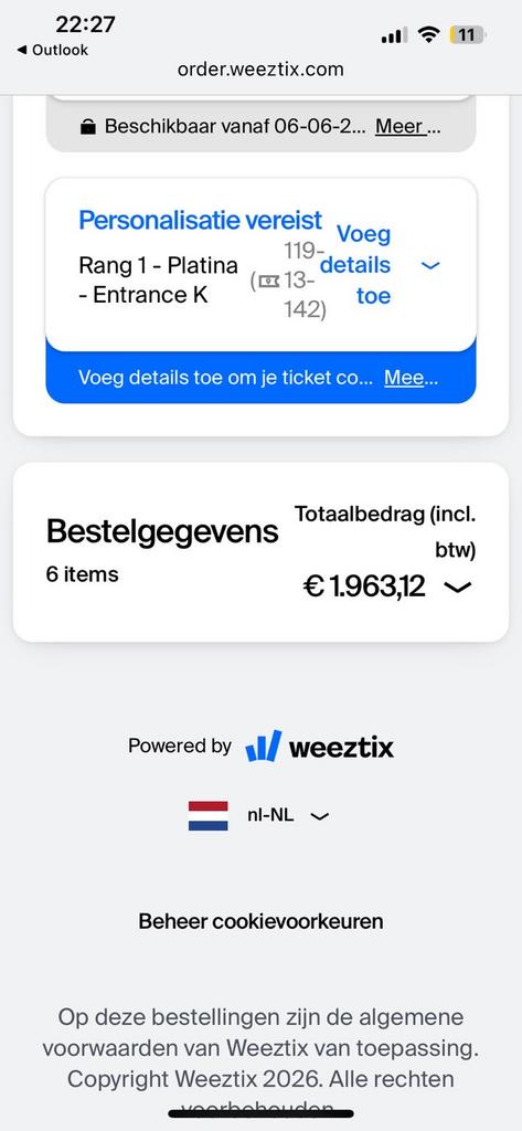 Kanye west 1x Zitplaats Platinum Rang 1, Eén persoon