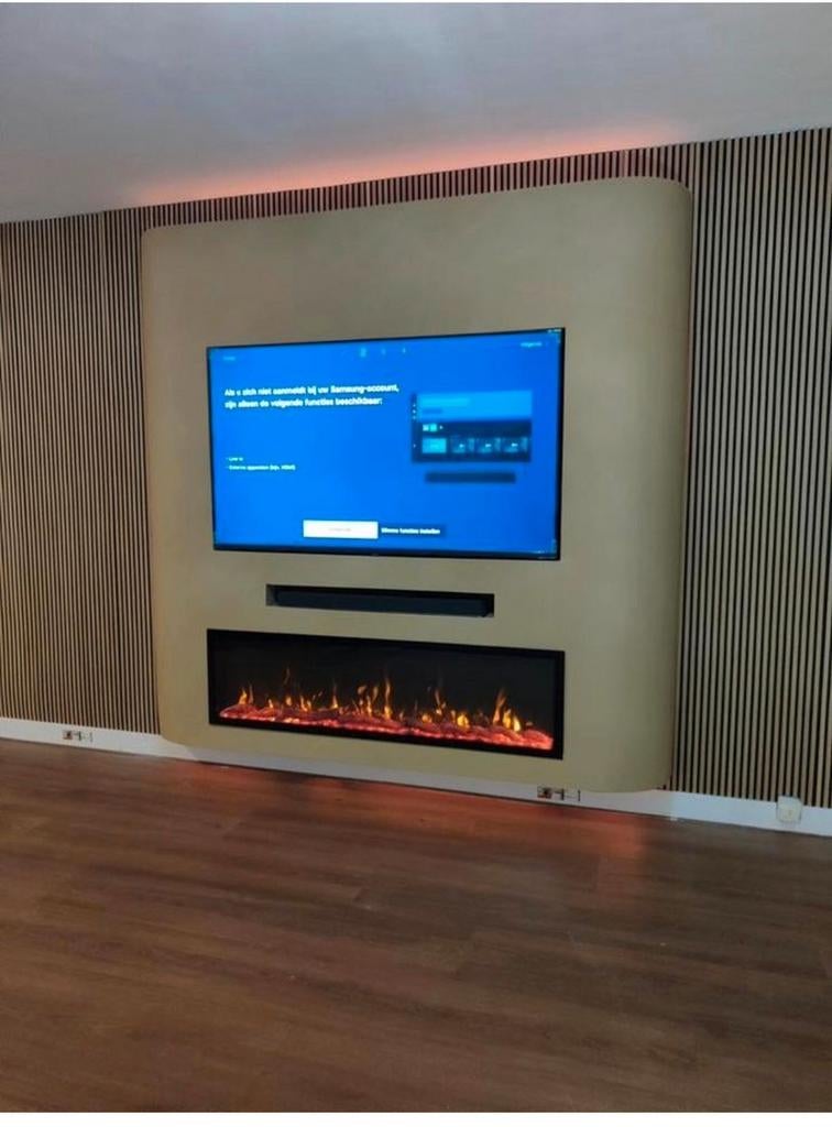 Cinewall, tv kast, renovatie +31687823495 whatsapp, Ophalen of Verzenden, Zo goed als nieuw, Vrijstaande haard, Elektrische haard