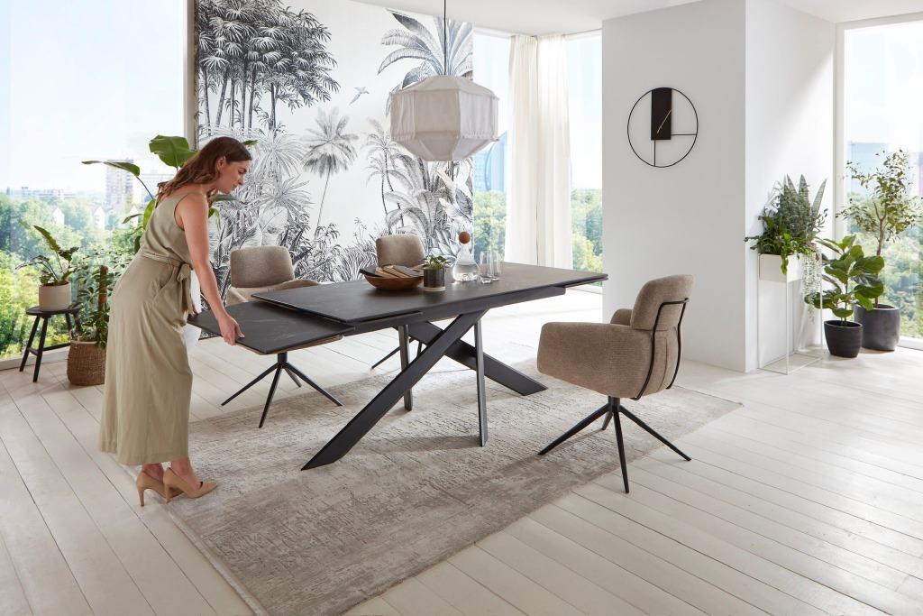 Uitschuifbare tafel in Keramiek, 180-90cm, met hoge korting., Huis en Inrichting, Tafels | Eettafels, Ophalen, Glas, Nieuw, 50 tot 100 cm