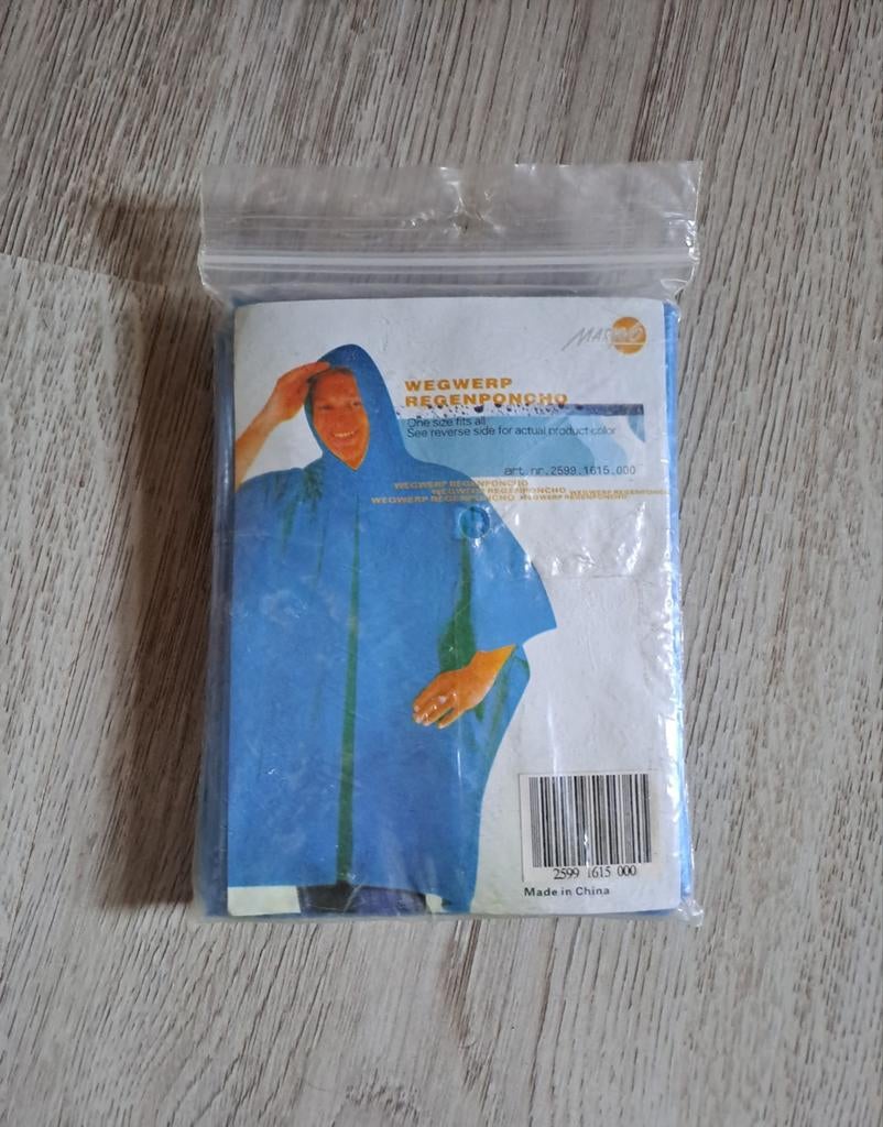 Blauwe Maryvo wegwerp regenponcho one size fits all, Ophalen of Verzenden, Nieuw, Regenjas, Heren