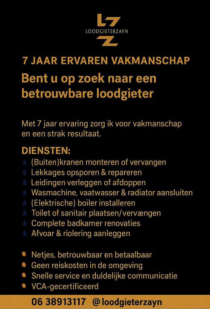 Loodgieters werkzaamheden, Eén persoon, Cadeaubon