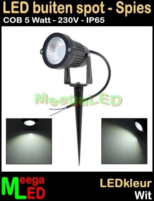 LED spot grondspot LEDspot spies spike pin 5W 230V Wit, Ophalen of Verzenden, Led, LED Grondspot op Spies, Metaal of Aluminium