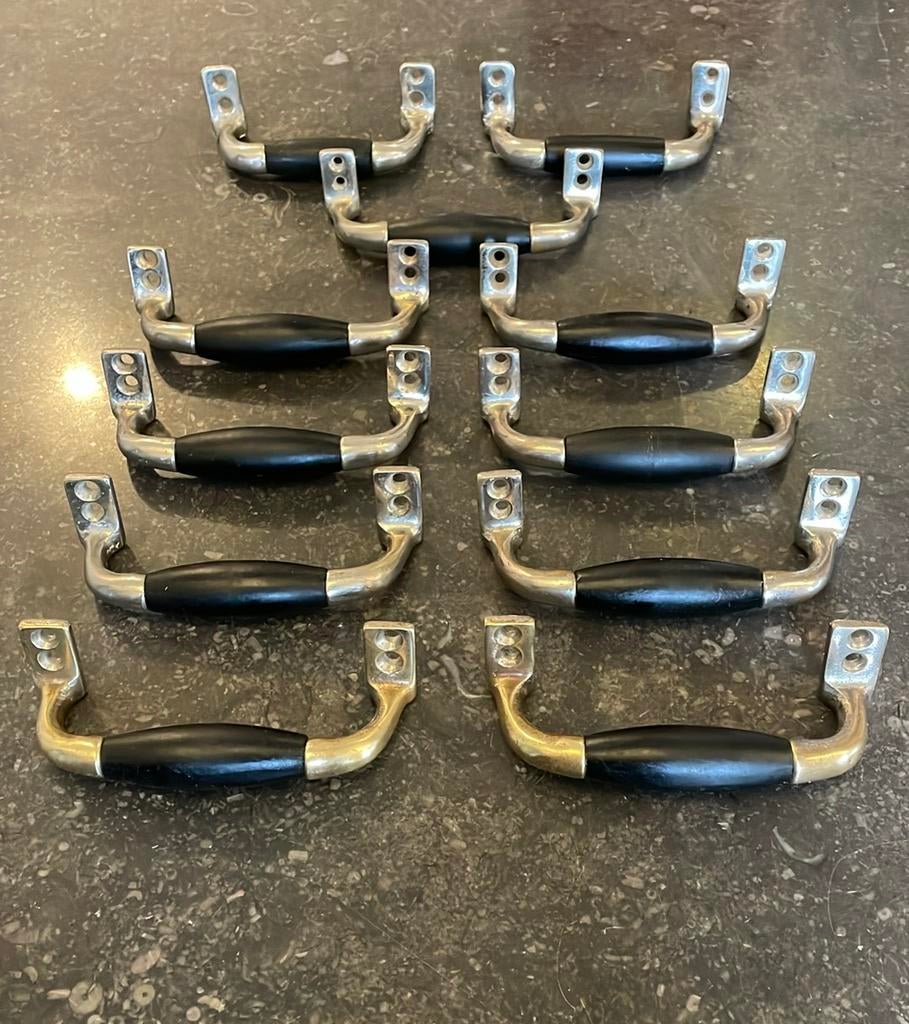 7x TONmodel Raamgrepen, antiek 1930 Bakeliet Messing Nikkel, Ophalen of Verzenden