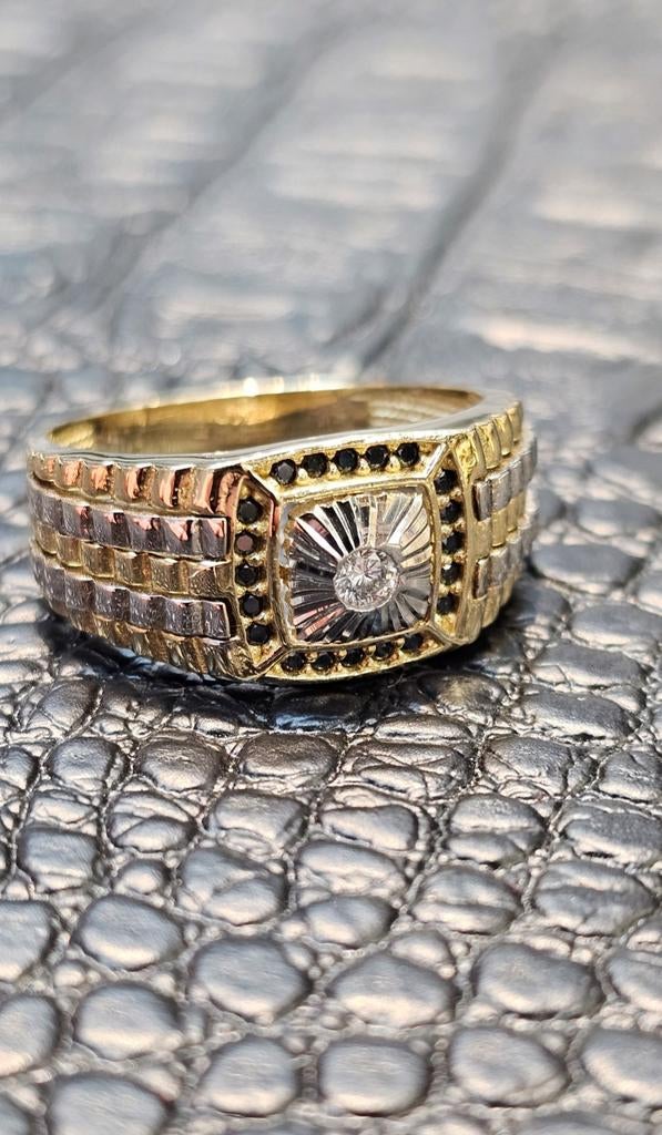 Mooie 14karaat heren Gouden ring, Heer, Nieuw, Ophalen of Verzenden, Goud