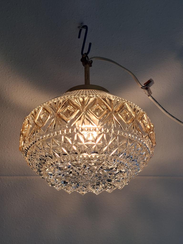 Vintage Hanglamp Kristal, Ophalen of Verzenden, Zo goed als nieuw, Glas, Minder dan 50 cm