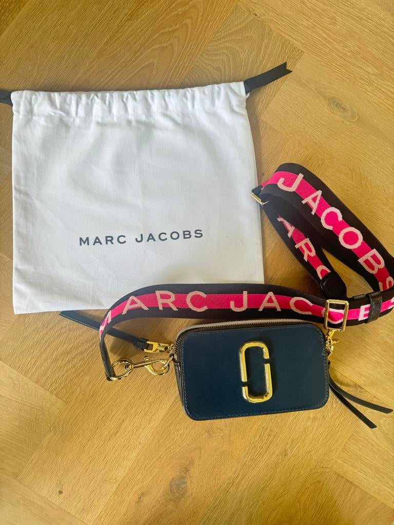 Marc Jacobs Snapshot Tas - Donkerblauw/Grijs/Roze, Ophalen of Verzenden, Zo goed als nieuw, Blauw, Schoudertasje