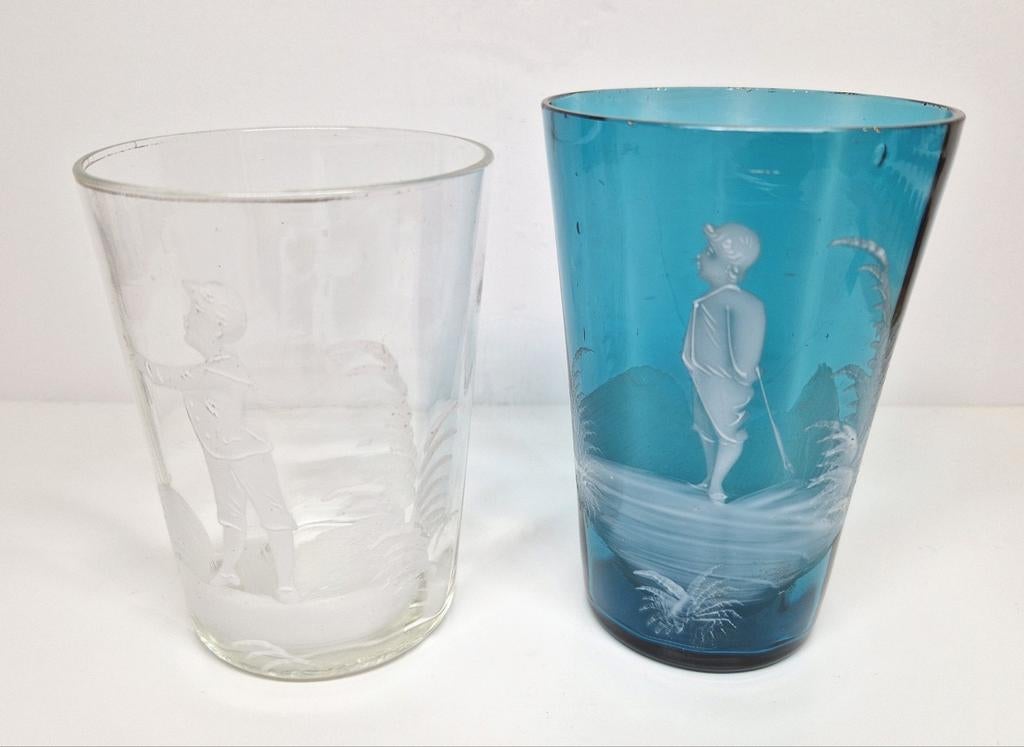 Mary Gregory drinkglazen Victoriaans glas, 1900-1920., Antiek en Kunst, Ophalen of Verzenden