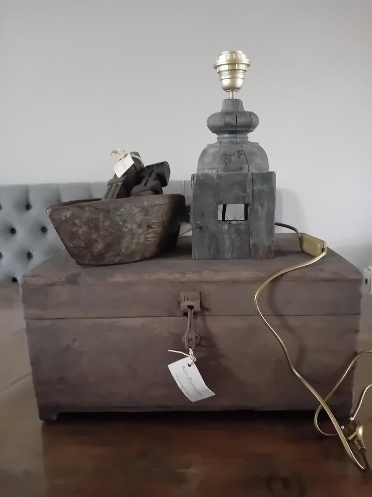Houten Balusterlamp Aura Peeperkorn, Huis en Inrichting, Lampen | Tafellampen, Ophalen of Verzenden, Nieuw, Hout, Minder dan 50 cm