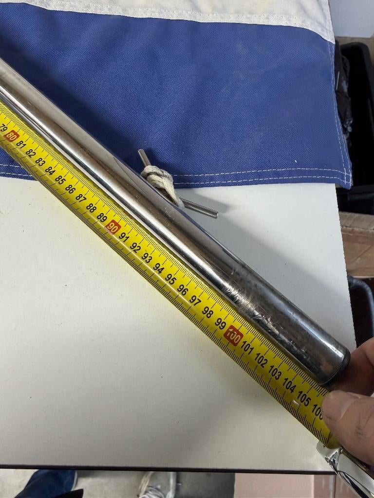 RVS vlaggenstok 105 cm, Ophalen of Verzenden, Gebruikt, Lijn of Blok
