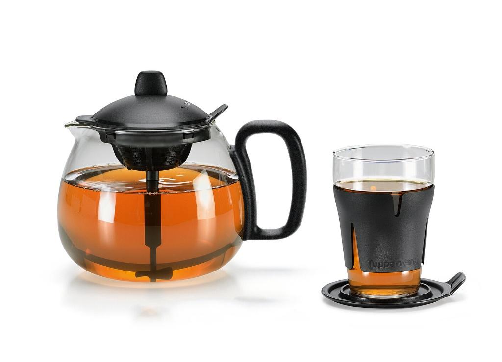 Tupperware Theepot Glas Met 2 Glazen nieuw, Huis en Inrichting, Keuken | Tupperware, Ophalen of Verzenden, Nieuw, Beker of Kan