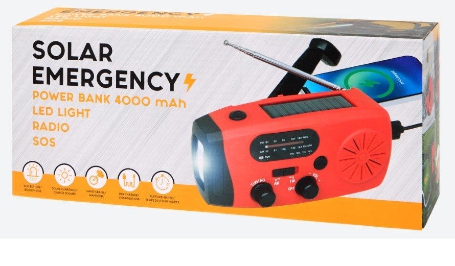 Solar Emergency Radio Powerbank 4000 mAh LED Licht SOS Nieuw, Ophalen of Verzenden, Nieuw, Radio