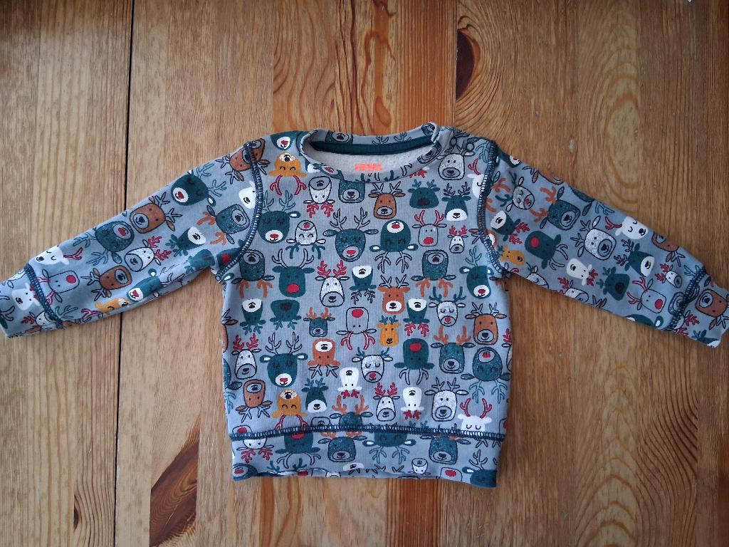 Blauw truitje met rendieren Hema maat 68, Ophalen of Verzenden, Zo goed als nieuw, Jongetje, Truitje of Vestje