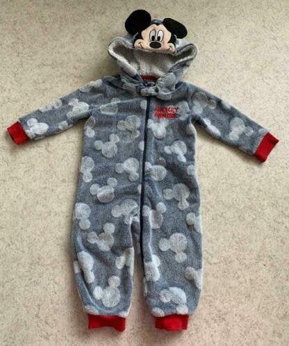 Warme Mickey Mouse onesie/ pakje, maat 80, Verzenden, Zo goed als nieuw, Jongetje, Nacht- of Onderkleding
