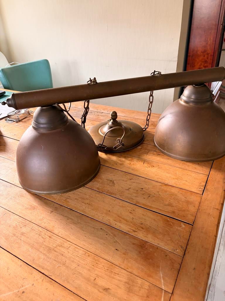 Antieke koperen biljartlamp / hanglamp, Ophalen