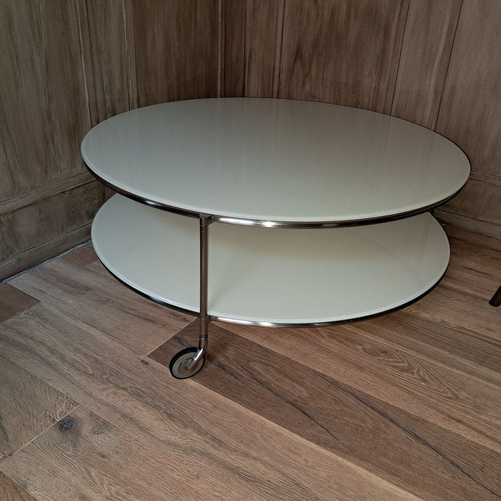 Ikea strind salontafel met metalen frame en wieltjes, Huis en Inrichting, Tafels | Salontafels, Ophalen, 50 – 75, Gebruikt, 100 tot 150 cm