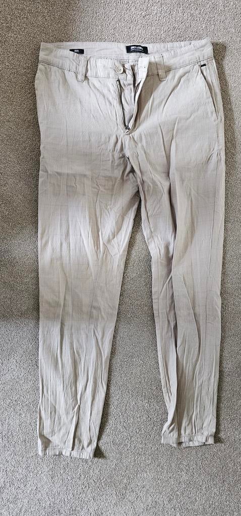 Only & Sons Linnen Broek Beige W30 L34, Beige, Ophalen of Verzenden, Gedragen, Maat 46 (S) of kleiner