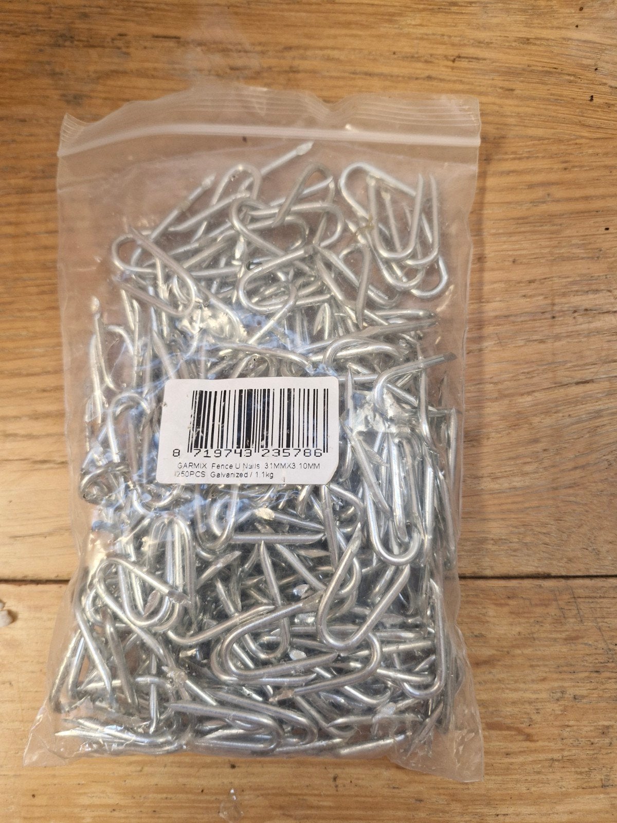Garmix Hek U-Spijkers 31mm x 3.10mm, Verzinkt, 250 stuks, Doe-het-zelf en Verbouw, Ophalen of Verzenden, Nieuw, Minder dan 50 mm
