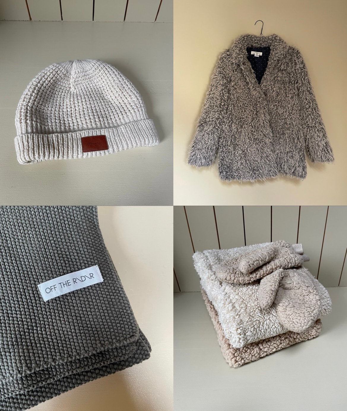 H&M winter set; teddy jas fleece sjaal wanten wol muts, Ophalen of Verzenden, Gedragen, Maat 38/40 (M), Beige