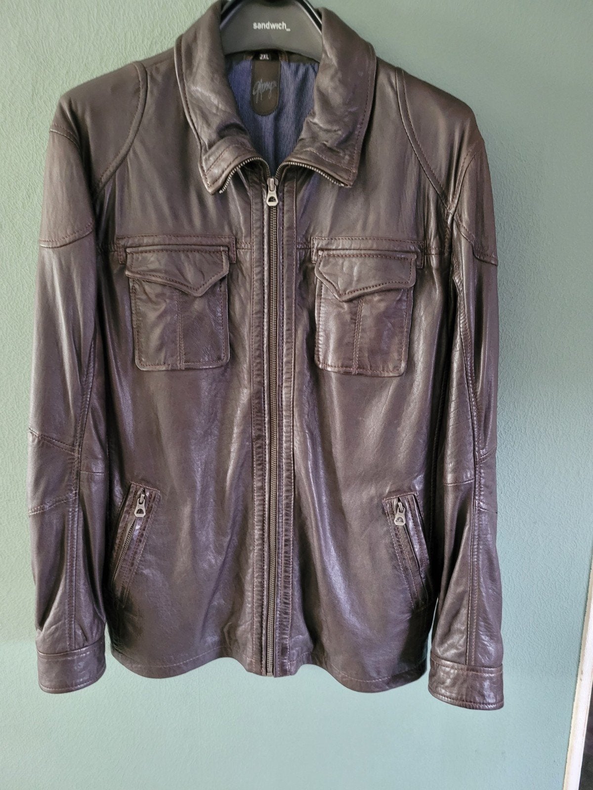 LEREN HEREN GIPSY JAS XXL, Kleding | Heren, Ophalen of Verzenden, Zo goed als nieuw, Overige maten, Bruin