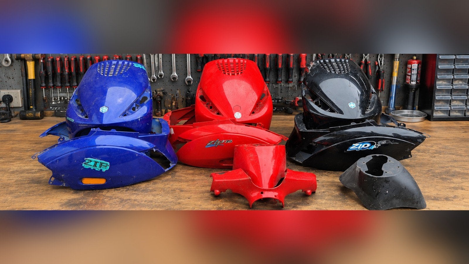 Zip kappen - Voor en Achterkap met Schade, Fietsen en Brommers, Ophalen of Verzenden, Gebruikt, Kap, Piaggio