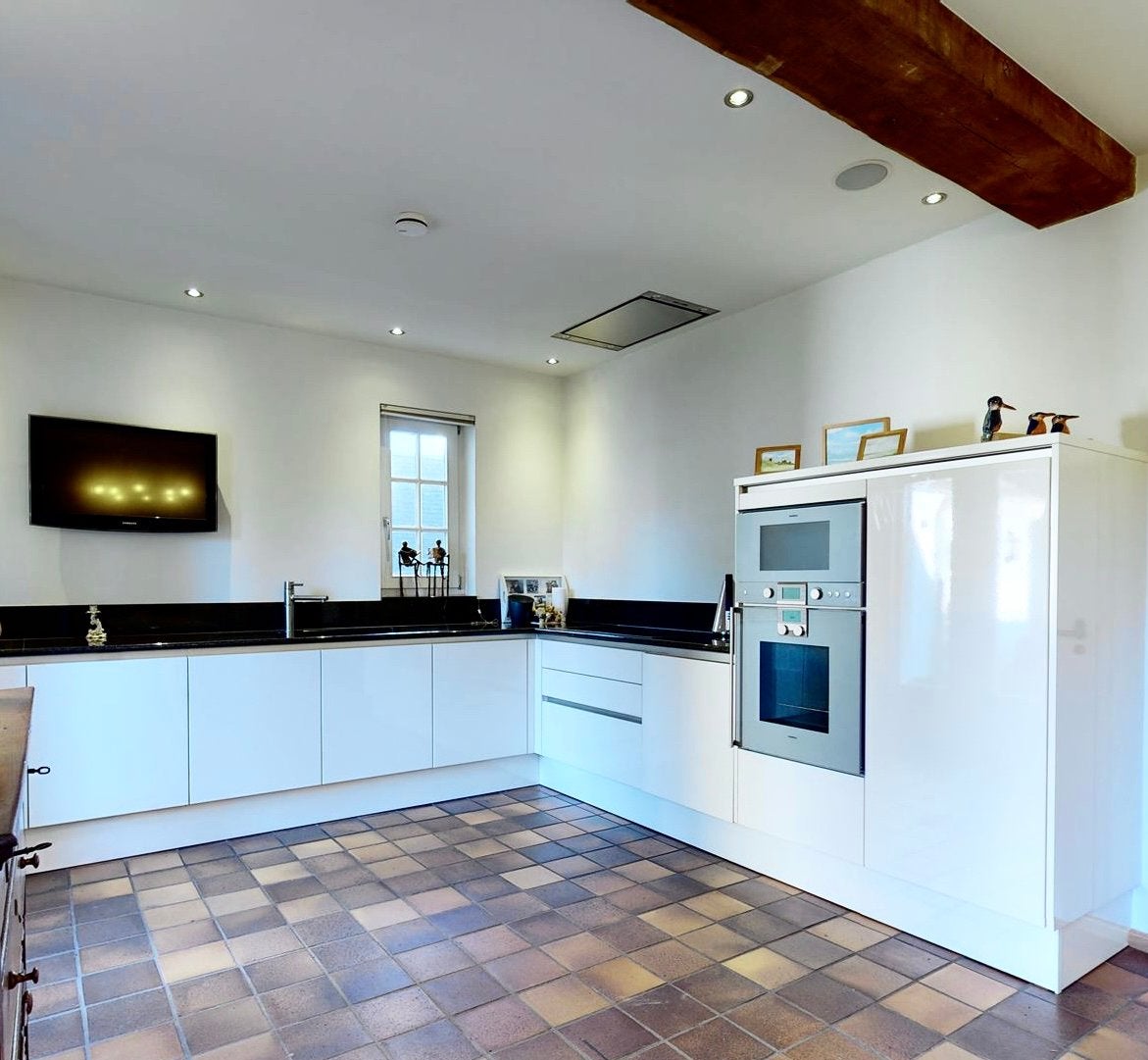 Gehele keuken Eik Gaggenau Miele Siematic Granit Werkblad, Ophalen, Wit, Hoekkeuken, Graniet of Steen