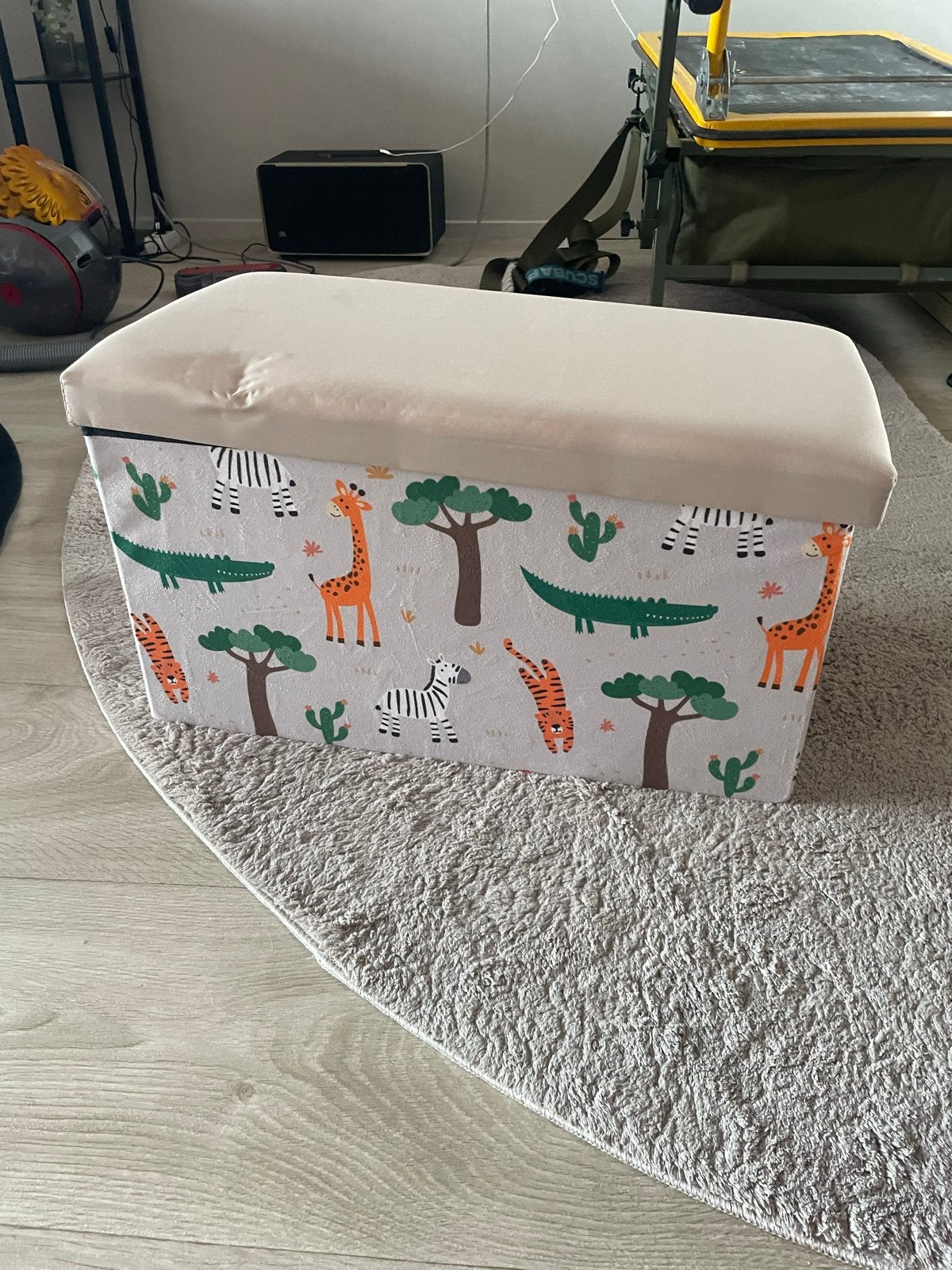 Opbergbox / Poef met Safari Dierenprint, Ophalen, Gebruikt