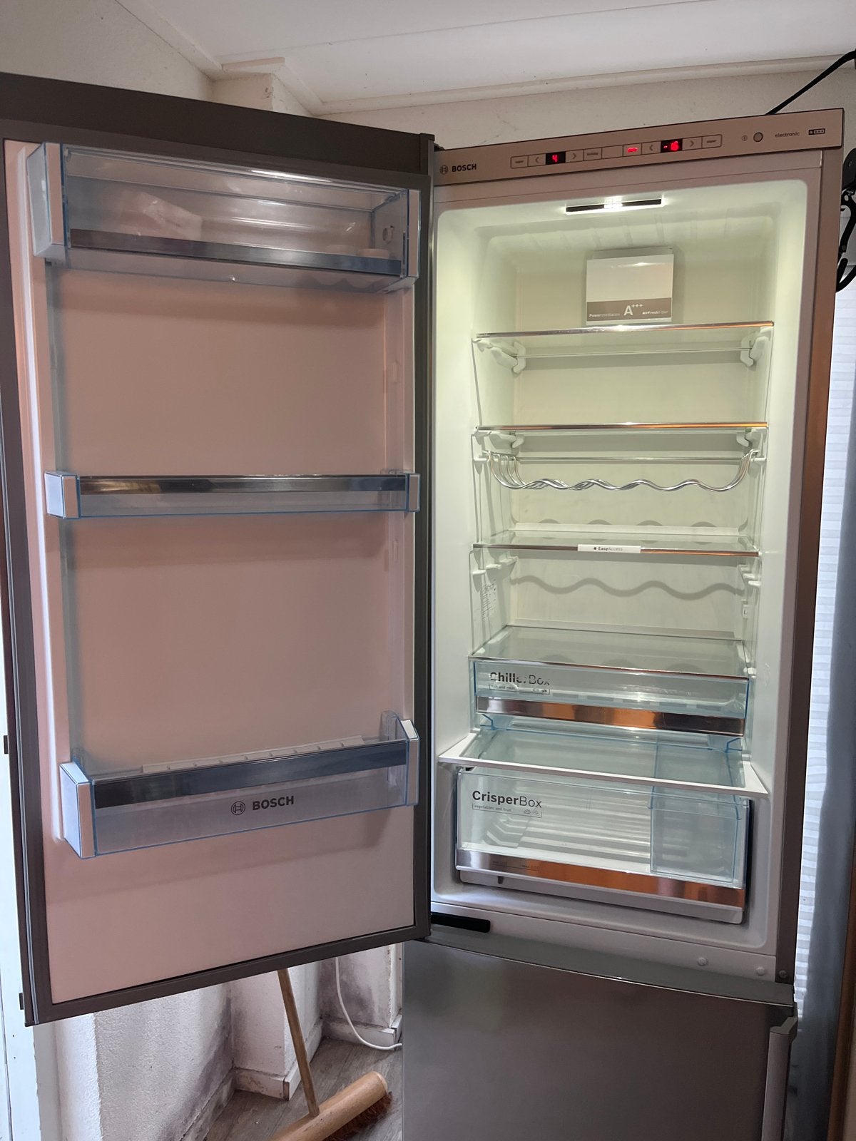 Bosch KGE39MI40 Koel/vriescombinatie - RVS, Gebruikt, 200 liter of meer, Met aparte vriezer, Energieklasse A of zuiniger