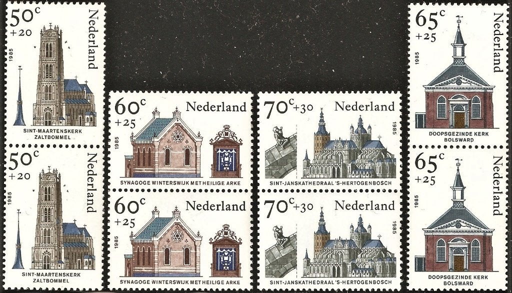 Nederland 1324-1327 paren v zomerzegels, kerken., Verzenden, Postfris