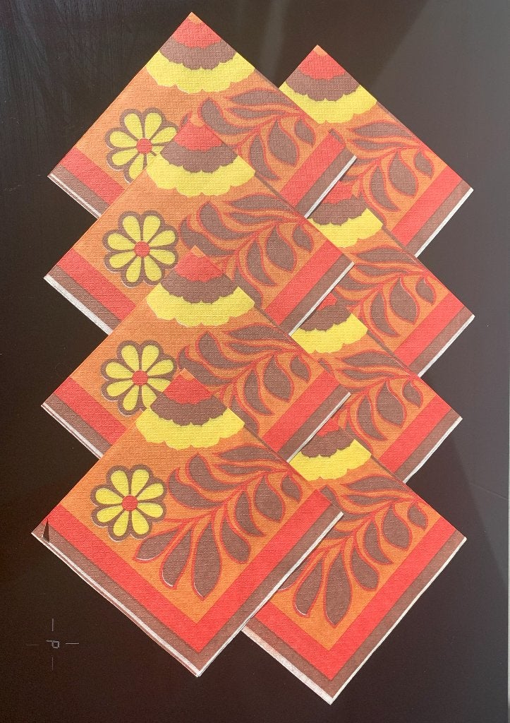 Vintage Flower Power papieren servetten jaren '70, Ophalen of Verzenden, Huis en Inrichting