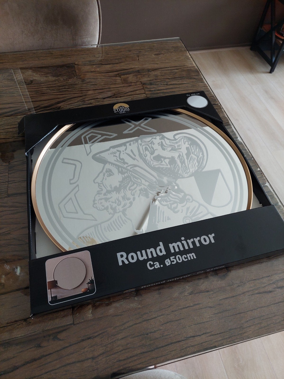 Nieuwe Ajax spiegel (oud logo) - 50cm, Minder dan 50 cm, Verzenden, Rond, Nieuw