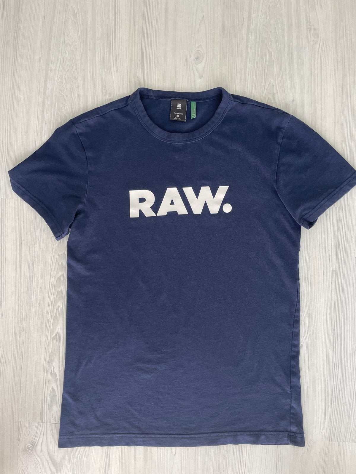 G-Star RAW T-shirt Donkerblauw met Wit Logo, Ophalen of Verzenden, Gedragen, Maat 46 (S) of kleiner, Blauw