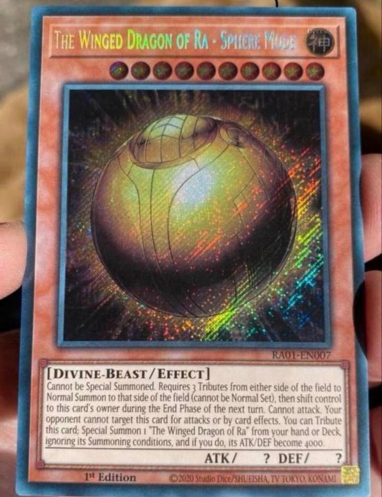Yu-Gi-Oh! The Winged Dragon of Ra Sphere Mode RA01 1st !, Ophalen of Verzenden, Zo goed als nieuw, Losse kaart, Foil