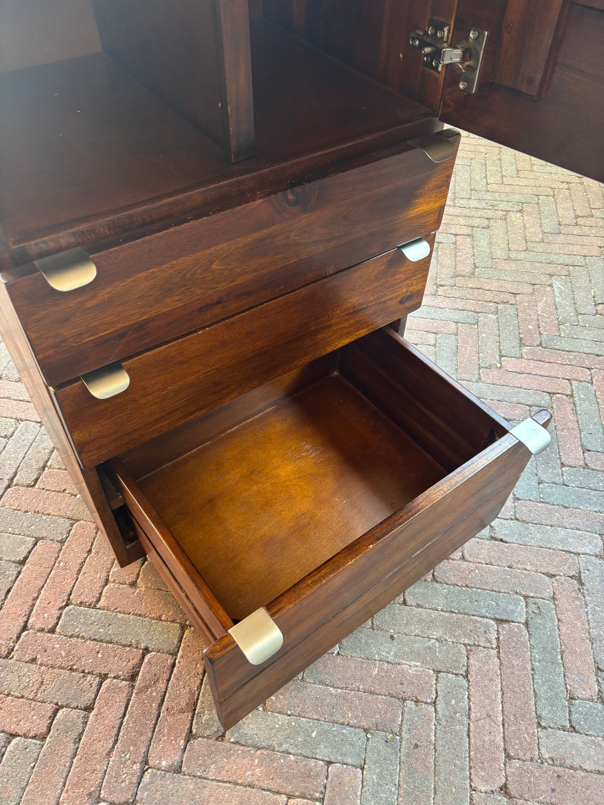 Houten Kast met Lades en Deur - Donkerbruin, Huis en Inrichting, Ophalen, Gebruikt
