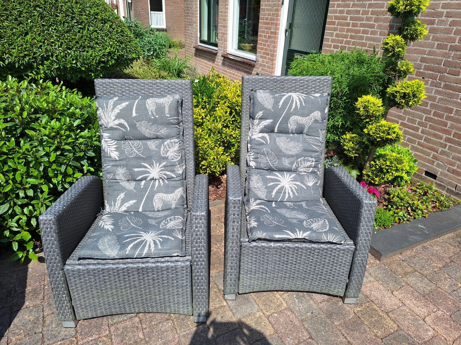 4x Noach Outdoor Wicker Tuinstoelen - Verstelbaar, Ophalen, Gebruikt, Wicker, Verstelbaar