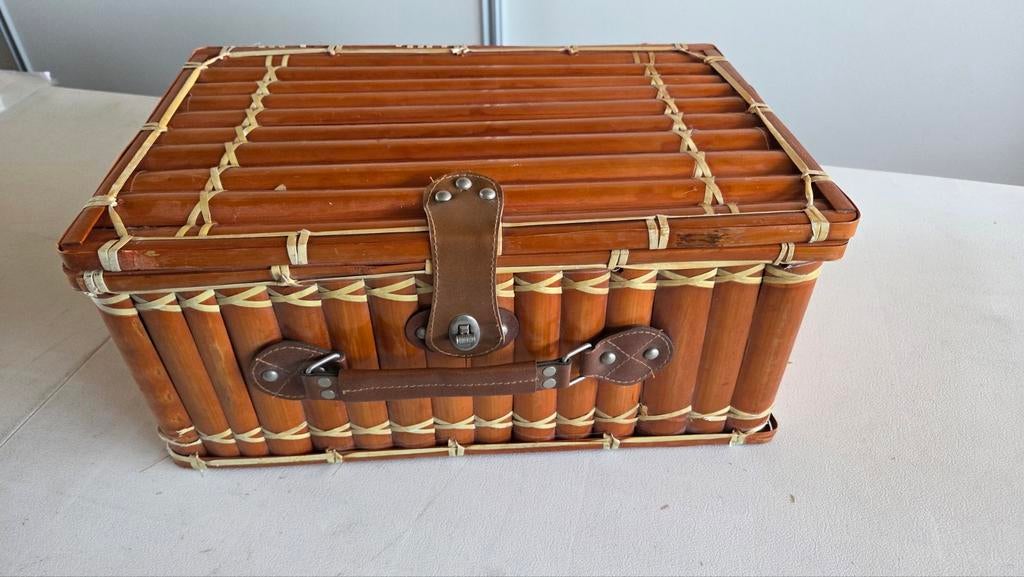 Vintage picknickmand met servies en bestek, Ophalen of Verzenden, Nieuw