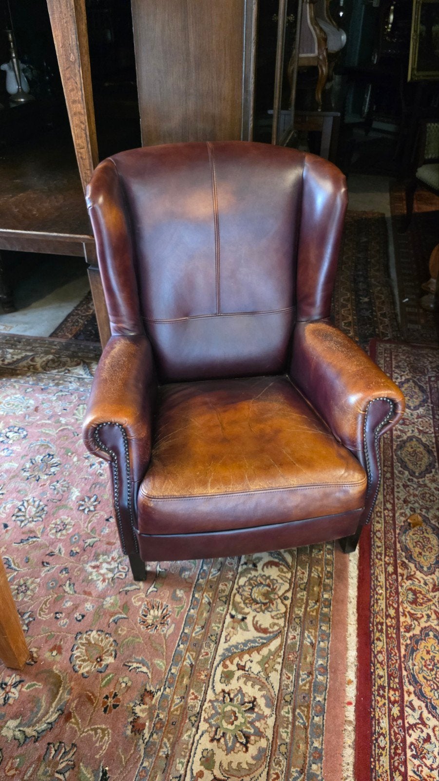 Bruine lederen oorfauteuil, Ophalen