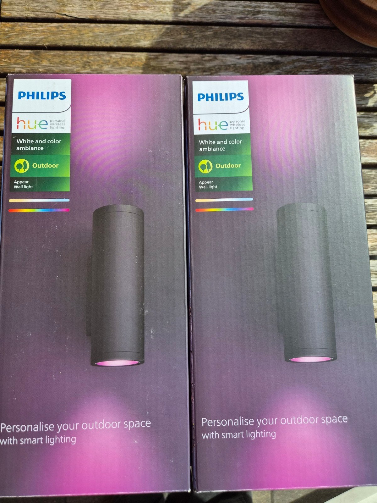Philips Hue Outdoor set: 2x Applique + 2x Sensor, Zwart, Nieuw, Ophalen of Verzenden, Philips Hue