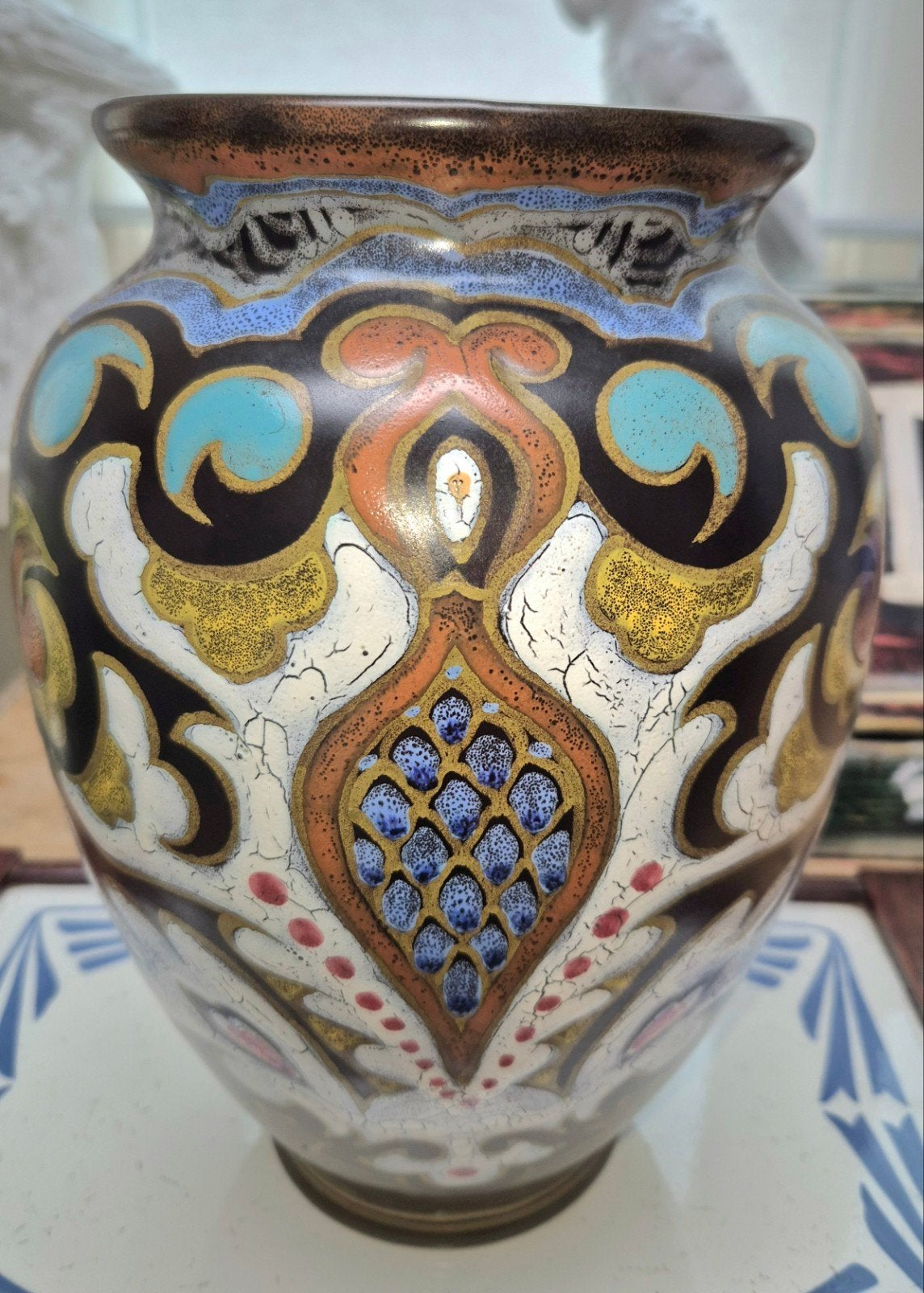 Zeldzame Orient Royal Zuid Holland Gouda plateel vaas, 1958, Ophalen of Verzenden