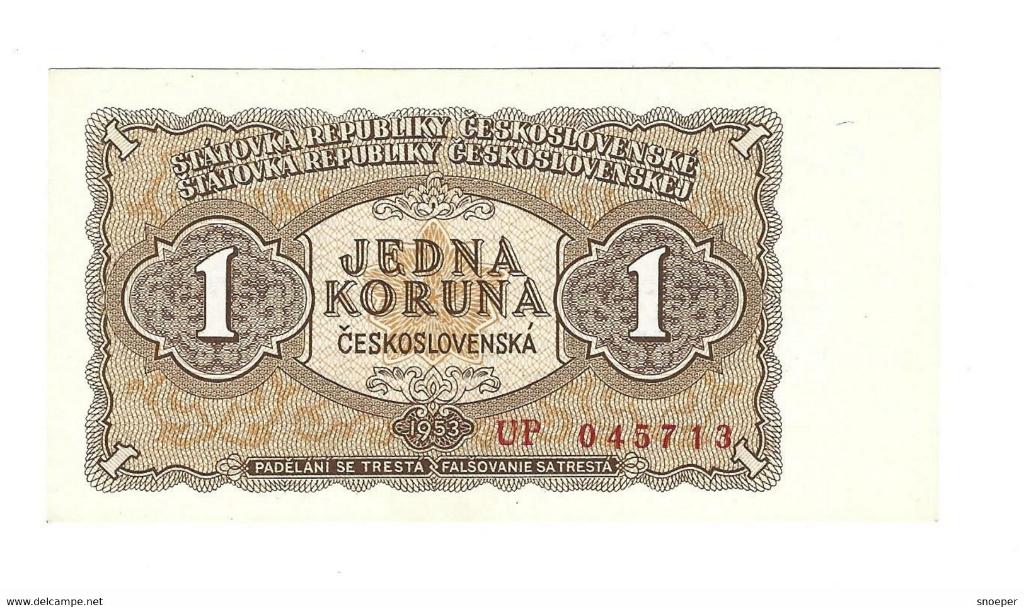 czechoslovakia 1 koruna 1953 78 unc, Verzenden, Overige landen, Los biljet