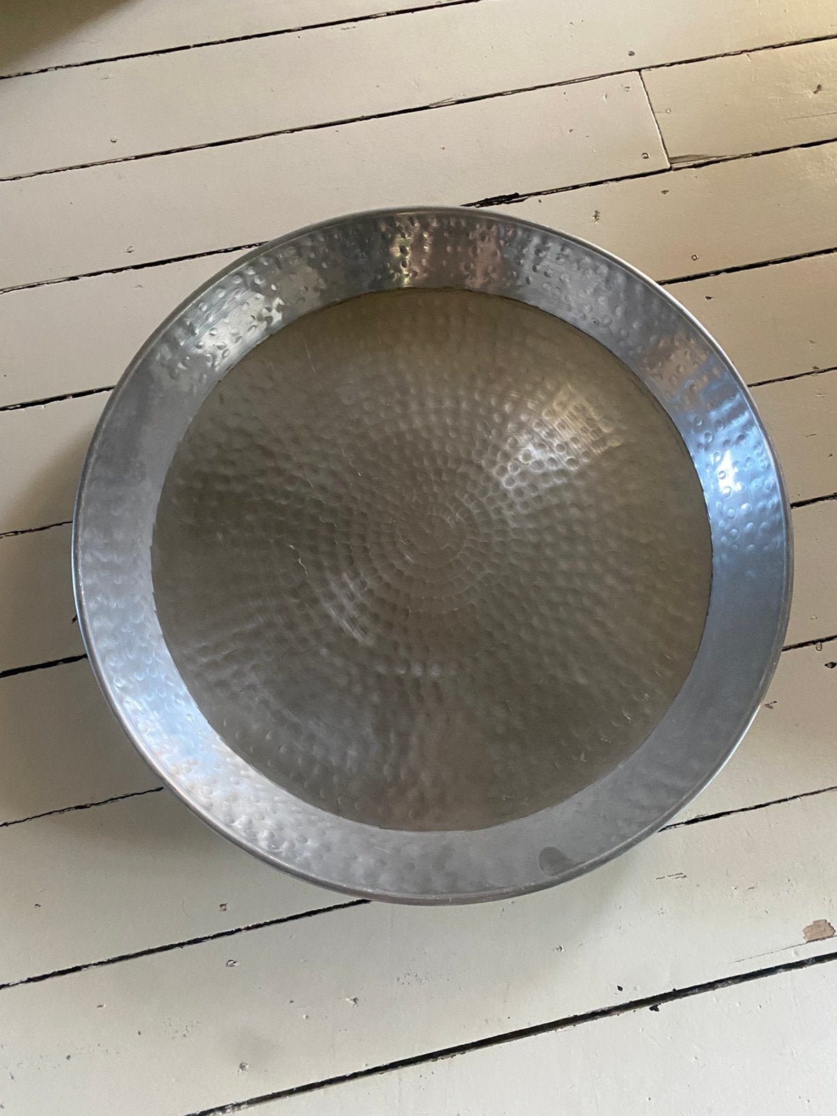 Grote metalen schaal / kaarsenplateau / dienblad, Ophalen, Zo goed als nieuw, Rond, Overige materialen