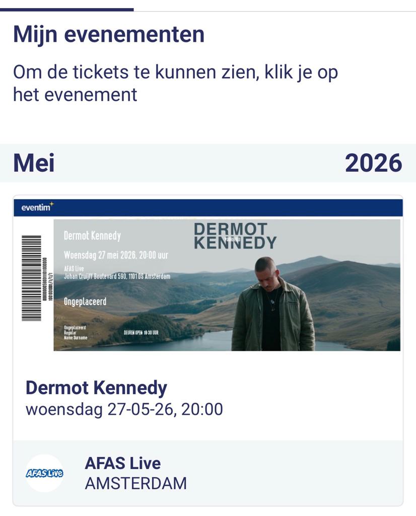 2 kaartjes voor dermot kennedy, Tickets en Kaartjes, Twee personen, Mei