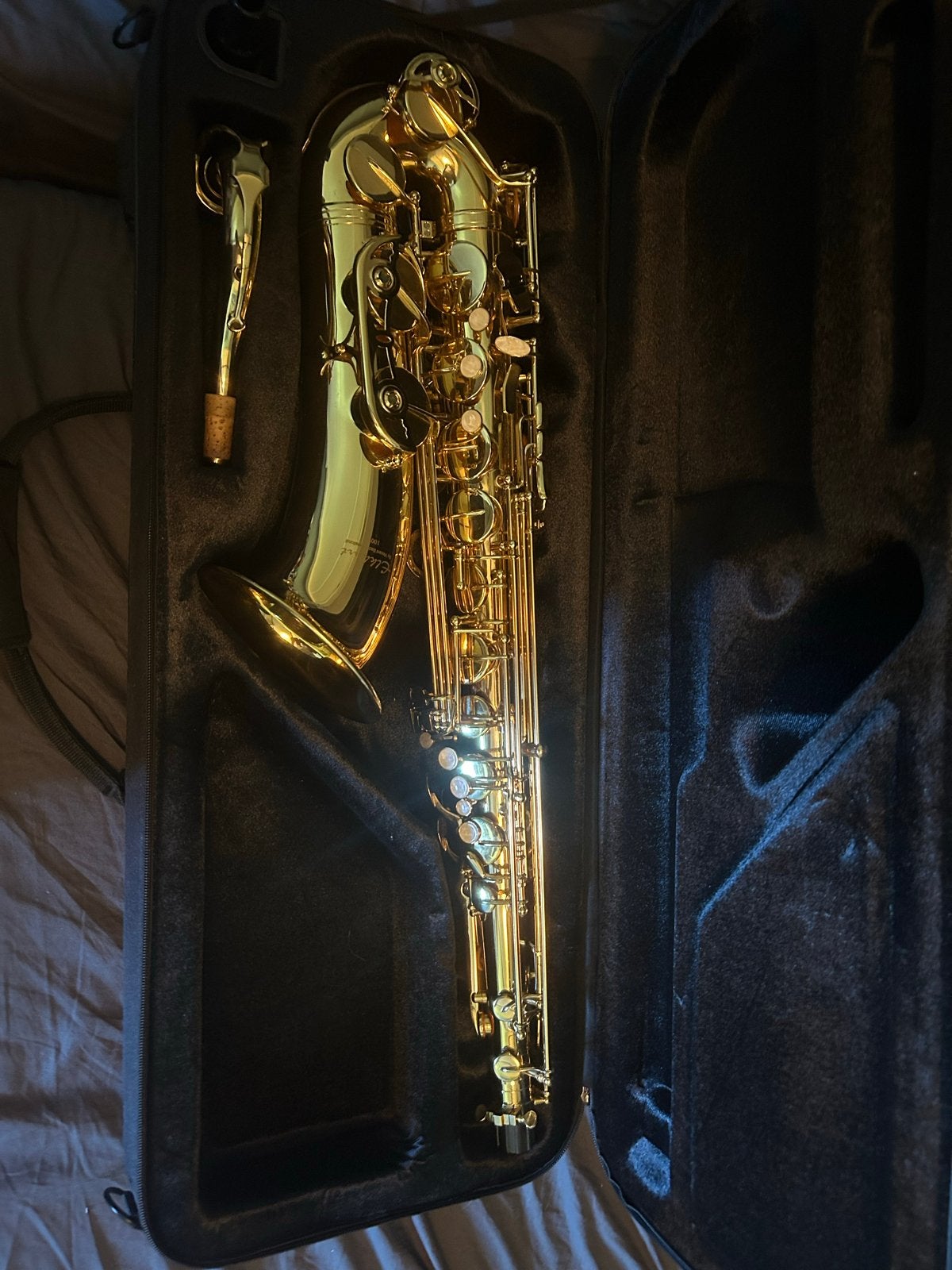 Zo goed als nieuwe Eckhart saxofoon (Vincent Bach 100TS), Ophalen, Zo goed als nieuw, Tenor, Met koffer