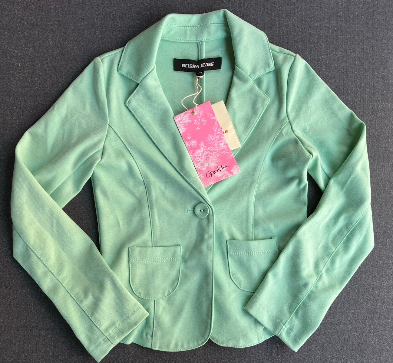 Jasje/ blazer Geisha jeans mintgroen maat 128 Nieuw, Ophalen of Verzenden, Nieuw, Meisje, Jas