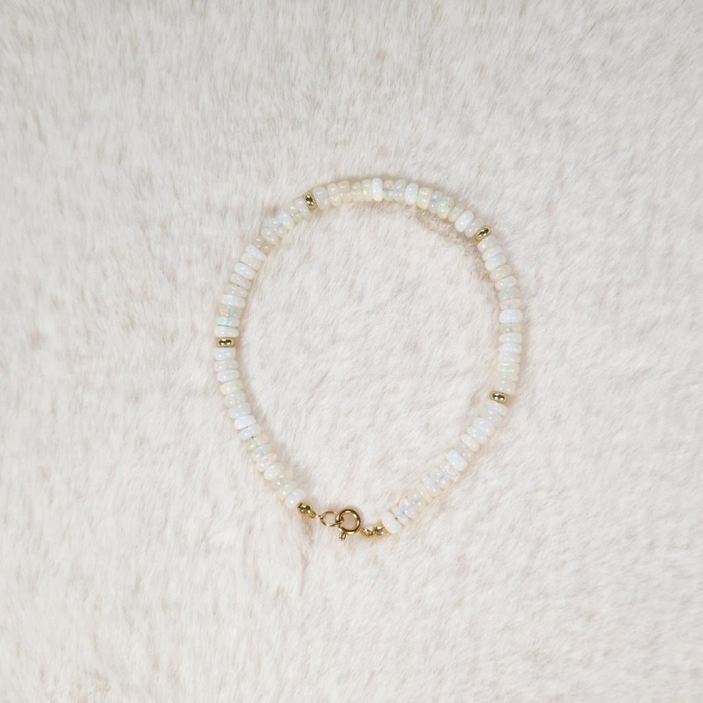 Elegante minimalistische armband met natuurlijke opaal, Staal, Wit, Nieuw, Ophalen of Verzenden