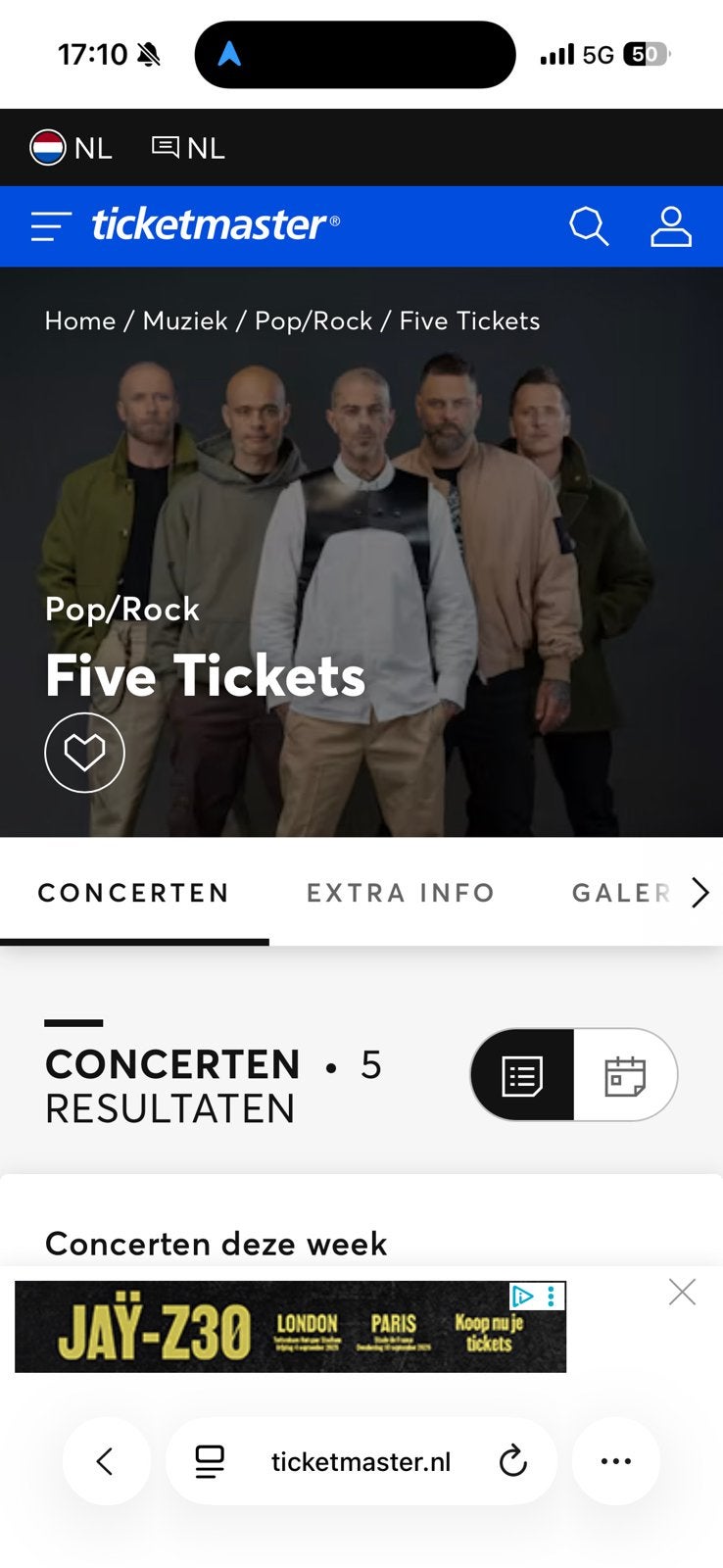 Parkeerticket Five P2 - 10 juli 2026, Tickets en Kaartjes, Eén persoon, Juli