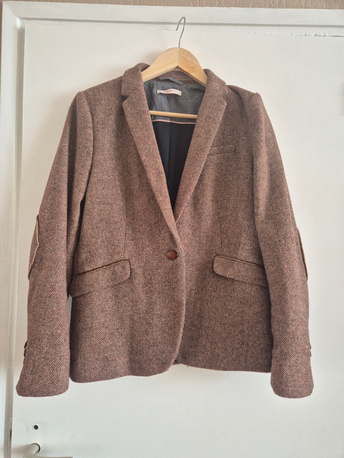 Stijlvol Bruin Jasje met Elleboogstukken - Maat M, Kleding | Dames, Jasjes, Kostuums en Pakken, Maat 38/40 (M), Bruin, Ophalen of Verzenden