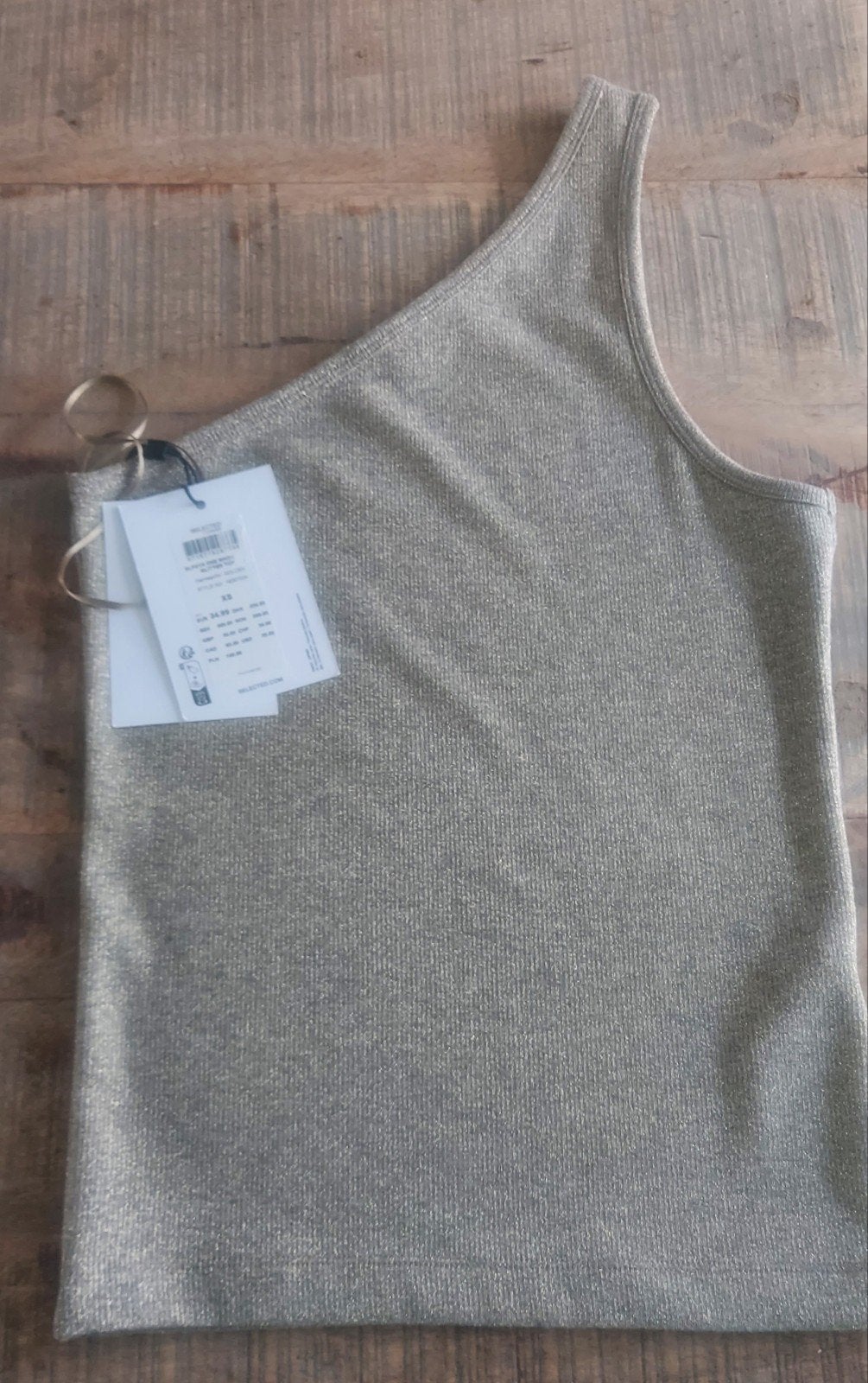 Nieuwe Selected Femme one shoulder glitter top XS, Ophalen, Beige, Selected Femme, Nieuw