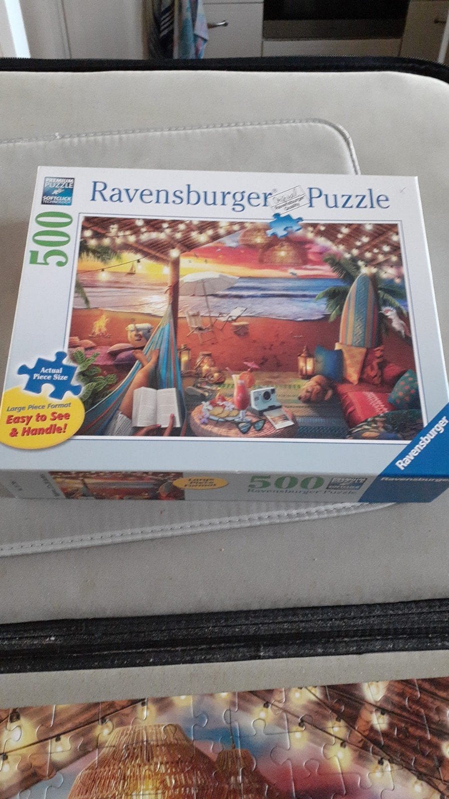 Ravensburger Legpuzzel XL 500 stukjes - Strandhuisje, Ophalen of Verzenden, Minder dan 500 stukjes, Zo goed als nieuw, Legpuzzel