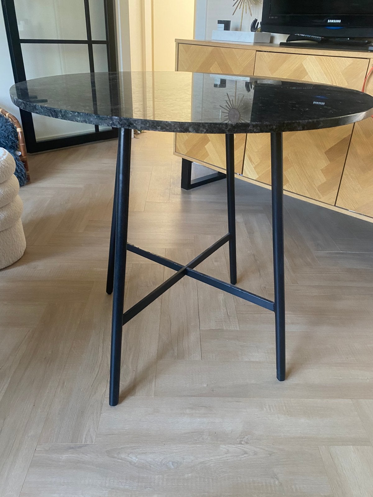 Echt marmeren sta eet tafel 79 cm, Ophalen, Zo goed als nieuw
