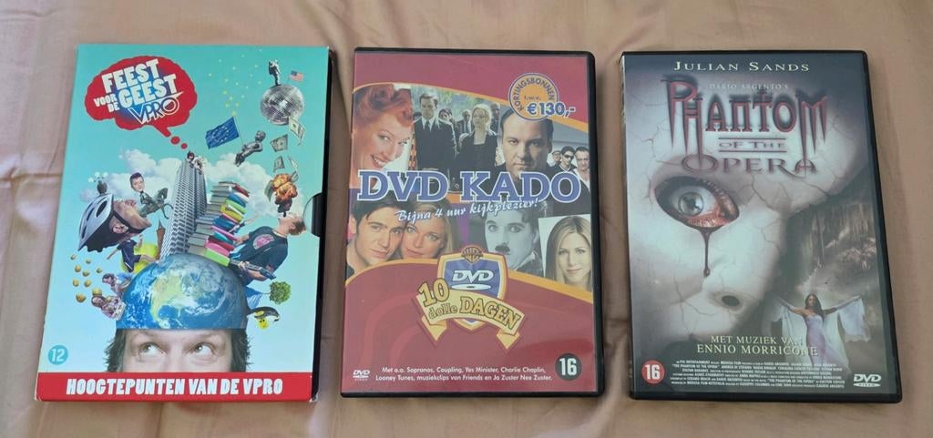 3 DVD's: VPRO Hoogtepunten, DVD Kado & Phantom of the Opera, Vanaf 12 jaar, Ophalen of Verzenden, Zo goed als nieuw
